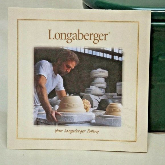 Longaberger Pottery Ivy Green 1 Pint Crock with New Coaster / Lid & Certificate - Picture 3 of 12
